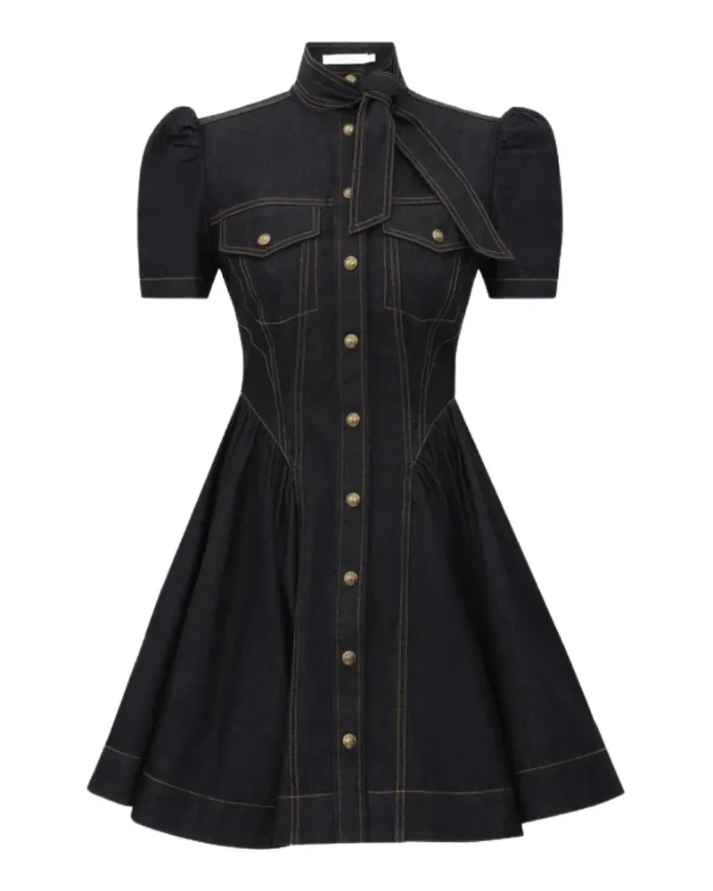 Zimmermann Minikleid aus Denim mit Krawatte - Blau Blau