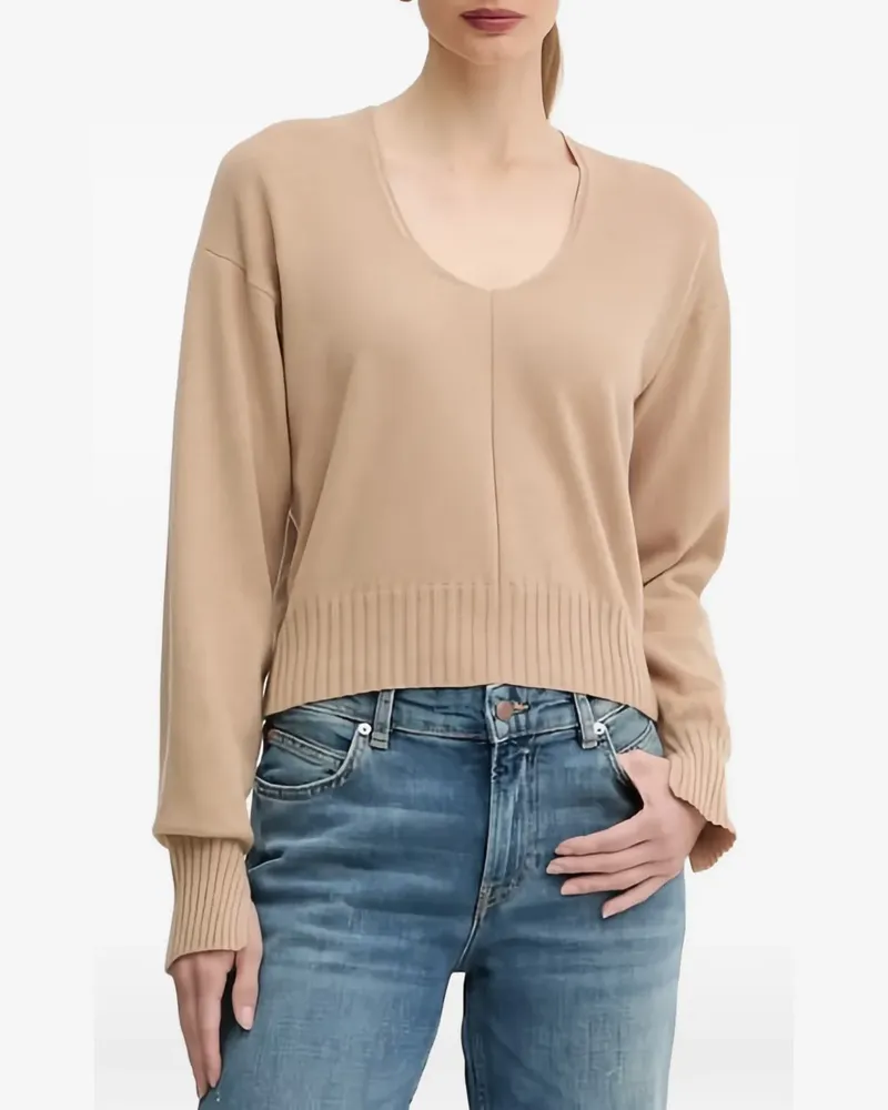 Twin-Set ribbed-trim sweater - Nude Nude