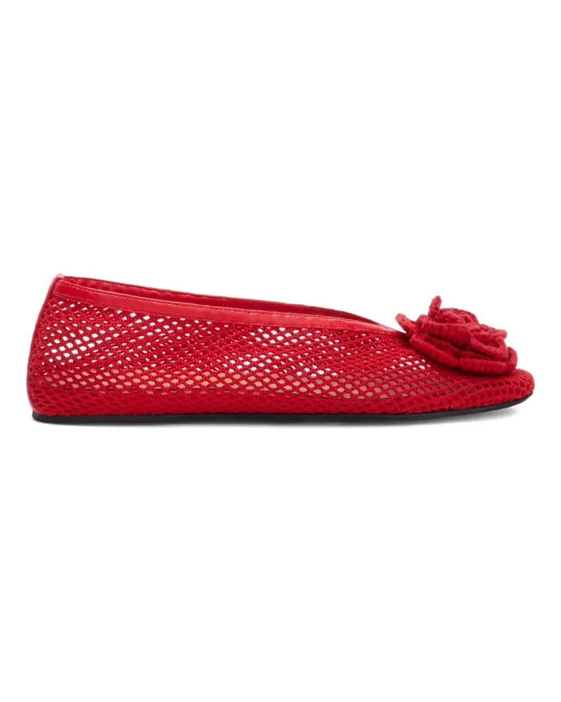 Ganni Flower Ballerinas aus Mesh - Rot Rot