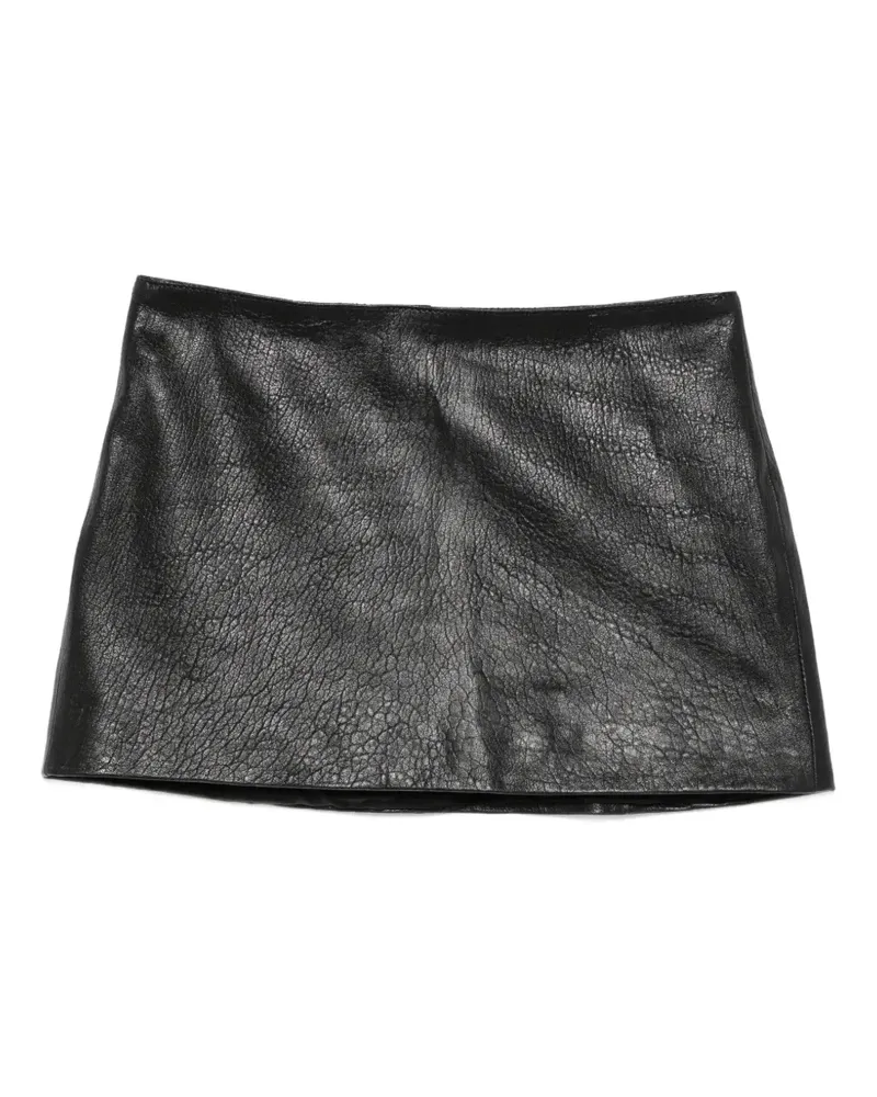 Manokhi Lederhemd mit Knitteroptik - Schwarz Schwarz