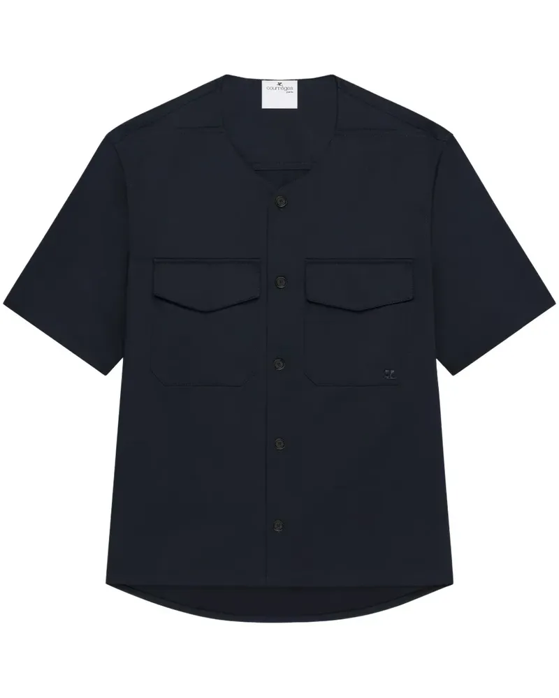 Courrèges Hemd ohne Kragen - Blau Blau
