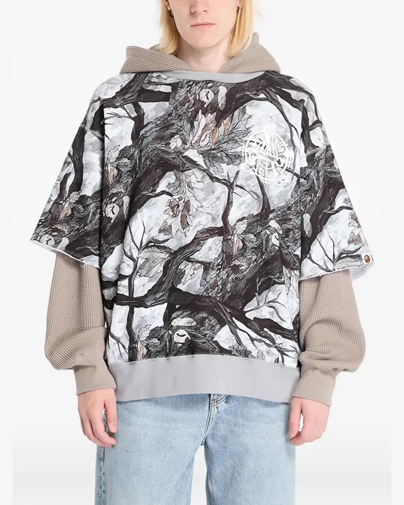 BAPE Tree Edge Camo Hoodie im Layering-Look - Nude Nude