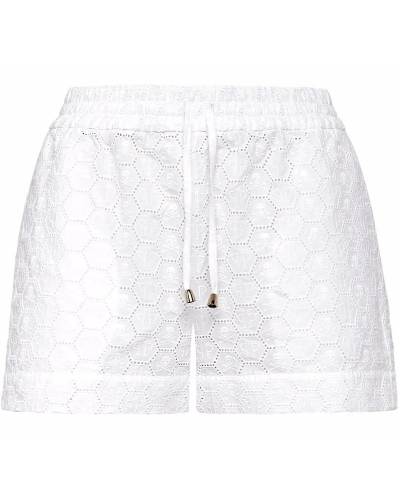 Philipp Plein Shorts mit Logo-Stickerei - Weiß Weiß