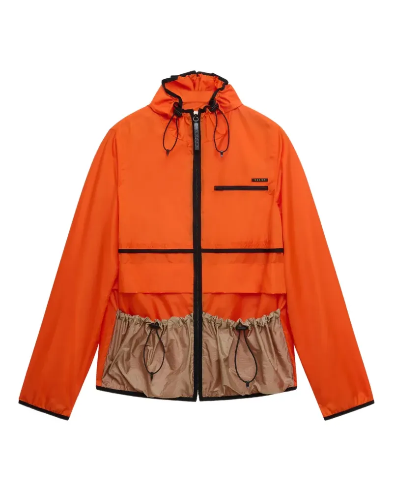Marni Orange Nylonjacke mit Kordelzugtaschen Orange
