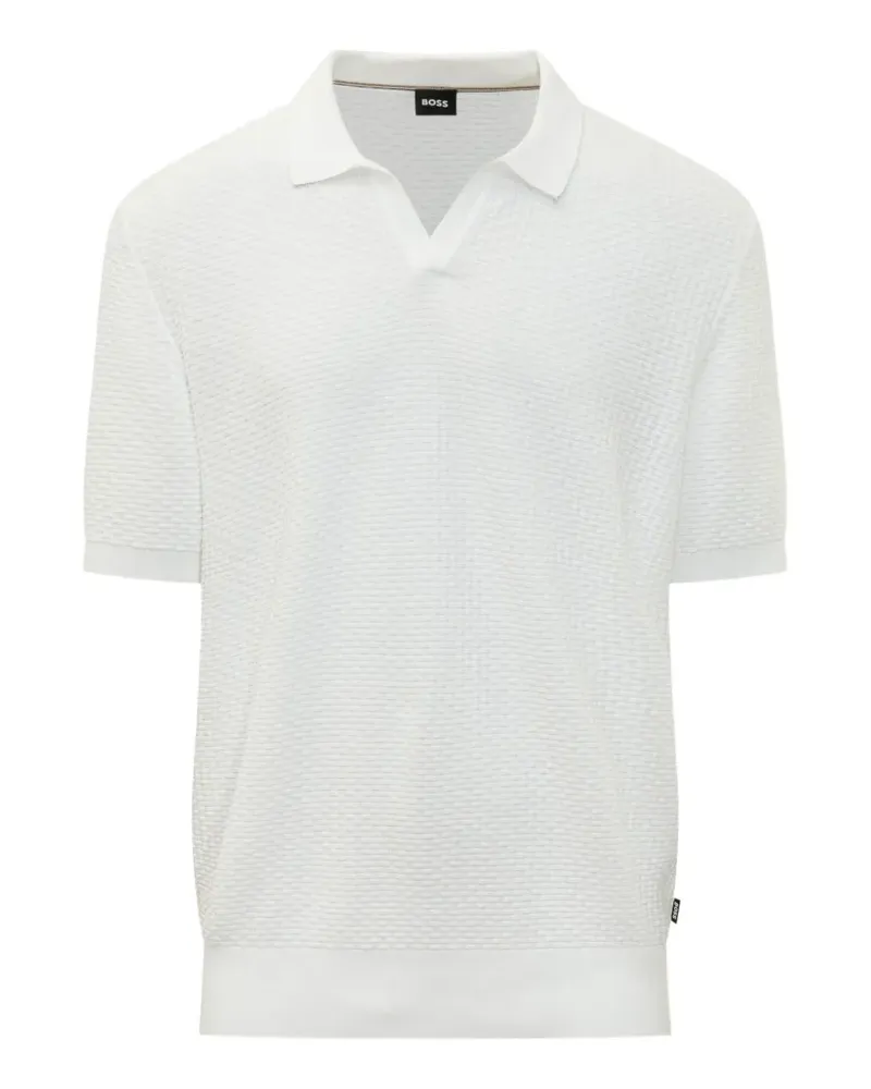 HUGO BOSS waffle-knit short-sleeve polo - Weiß Weiß