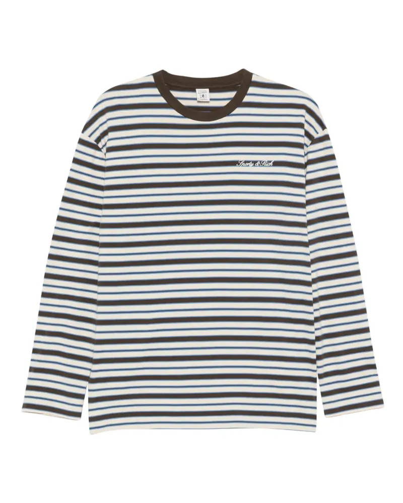 SPORTY & RICH striped-pattern logo-embroidered T-shirt - Nude Nude