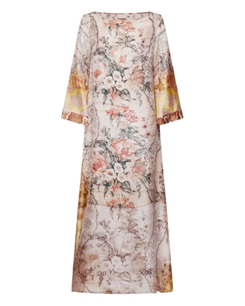 Pierre-Louis Mascia Maxikleid aus Seide mit Blumenmotiv - Nude Nude