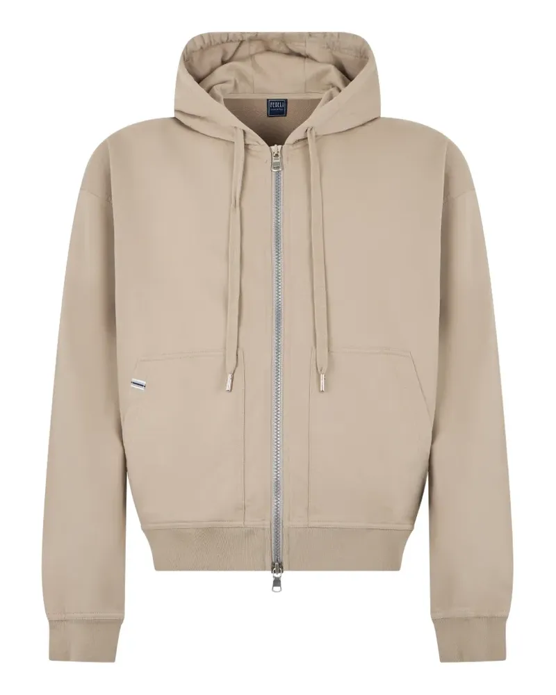 Fedeli zip-up drawstring hoodie - Nude Nude