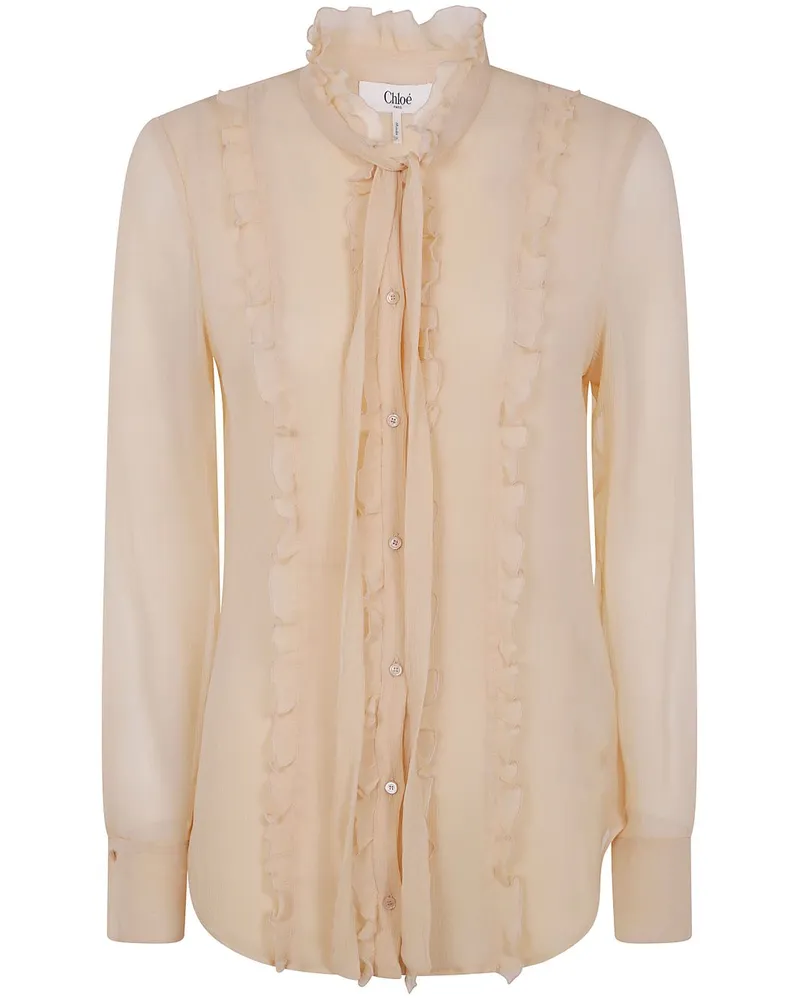 Chloé Schmale Bluse mit Rüschen - Nude Nude