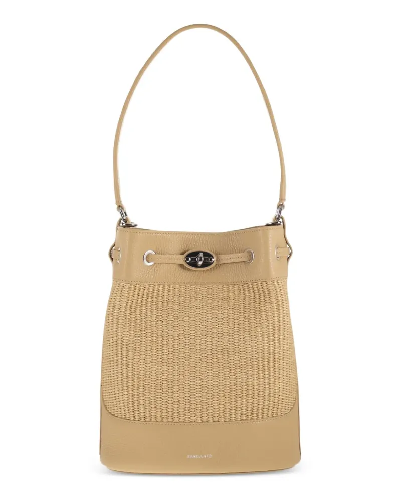 Zanellato small Monda woven-design bucket bag - Nude Nude