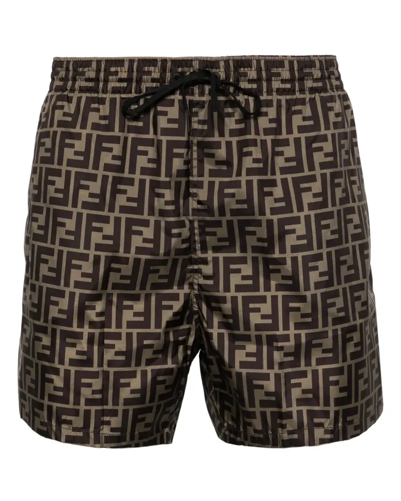 Fendi Badeshorts mit FF-Logo - Braun Braun