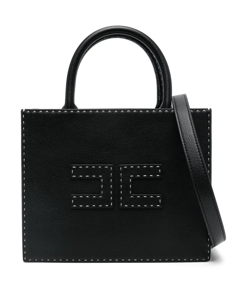 Elisabetta Franchi Kleine Tote Bag mit Kontrastnähten - Schwarz Schwarz