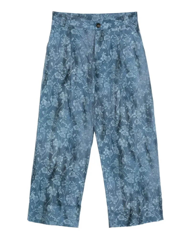 Pierre-Louis Mascia floral-print pleated trousers - Blau Blau