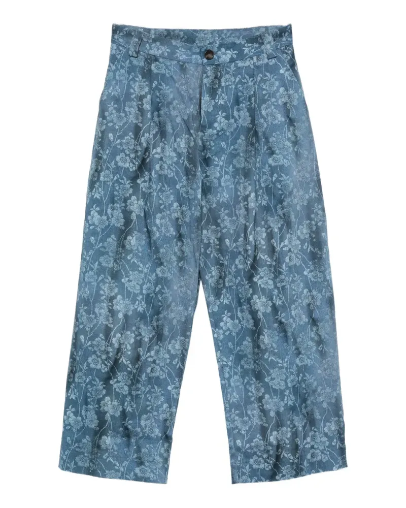 Pierre-Louis Mascia floral-print pleated trousers - Blau Blau