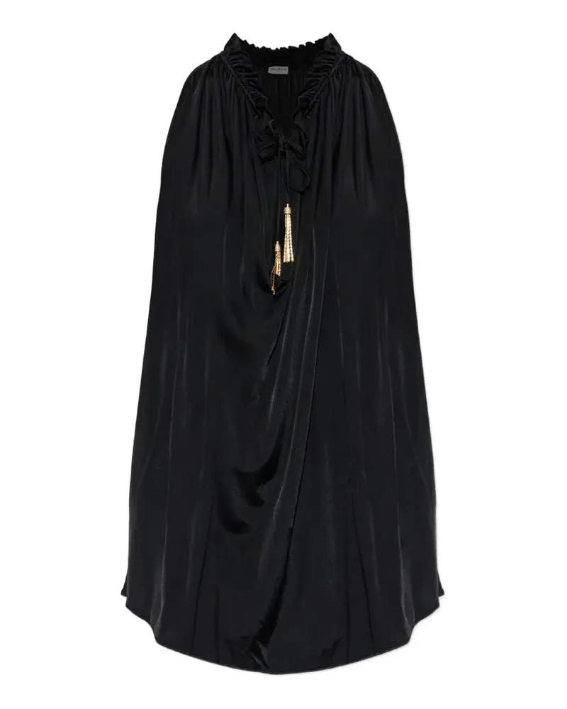 Balmain ruffled tassel-detail blouse - Schwarz Schwarz
