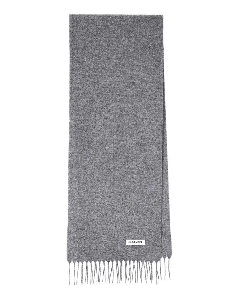 Jil Sander Schal mit Fransen - Grau Grau