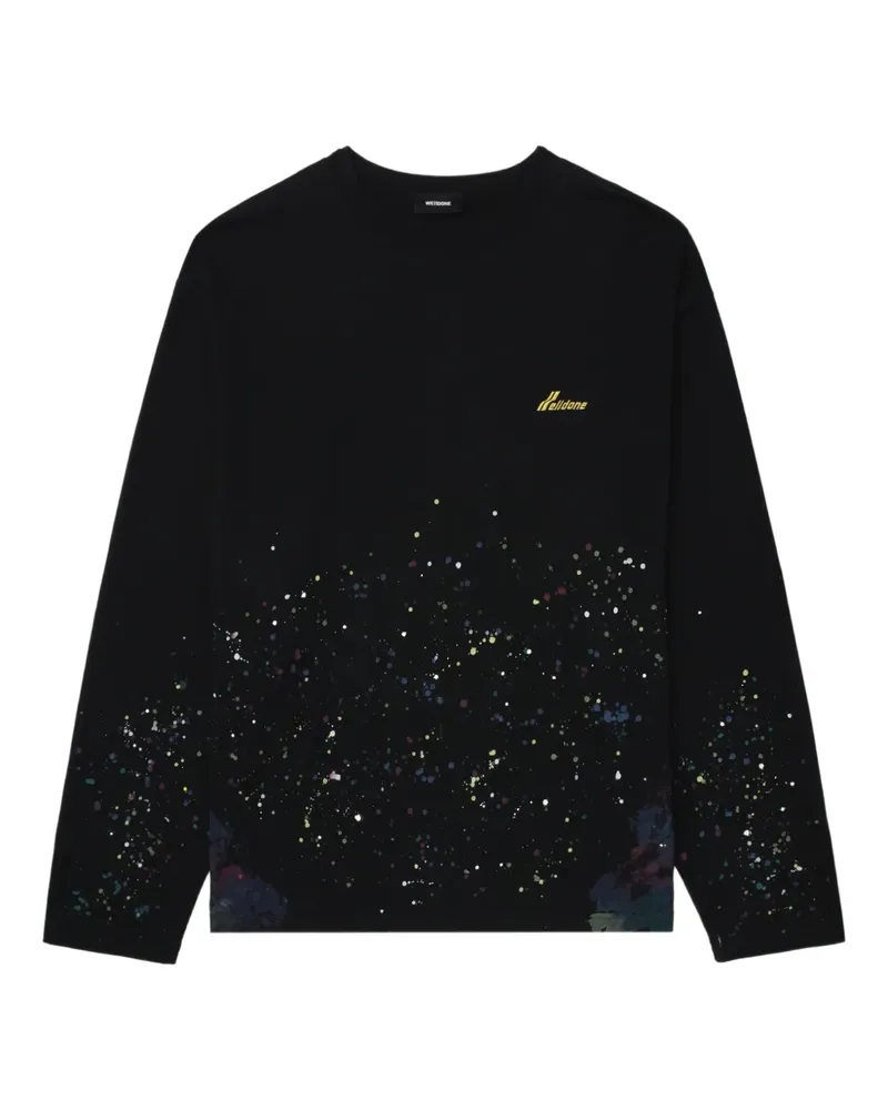 WE 11 DONE Langarmshirt mit Farbklecks-Print - Schwarz Schwarz