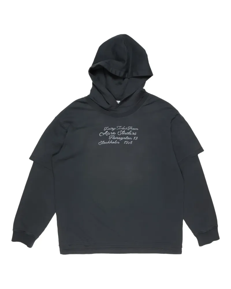 Acne Studios Hoodie im Layering-Look mit Schriftzug - Schwarz Schwarz