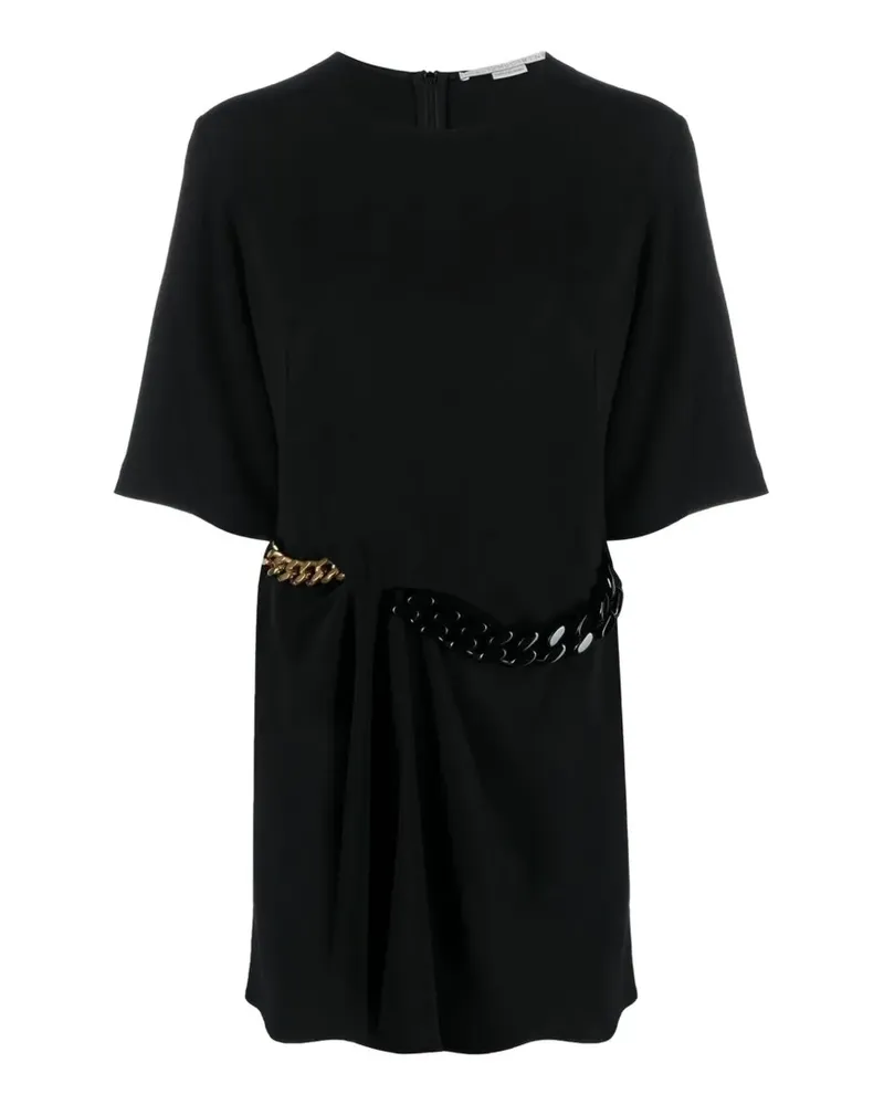 Stella McCartney Gerafftes Falabella Minikleid mit Kette - Schwarz Schwarz