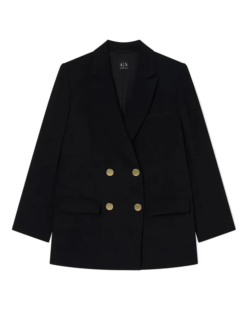 Armani Exchange Doppelreihiger Blazer aus Krepp - Schwarz Schwarz