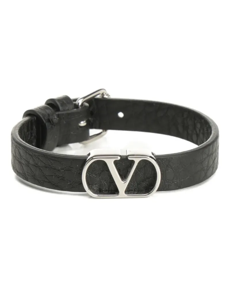 Valentino Garavani Lederarmband mit V-Logo - Schwarz Schwarz