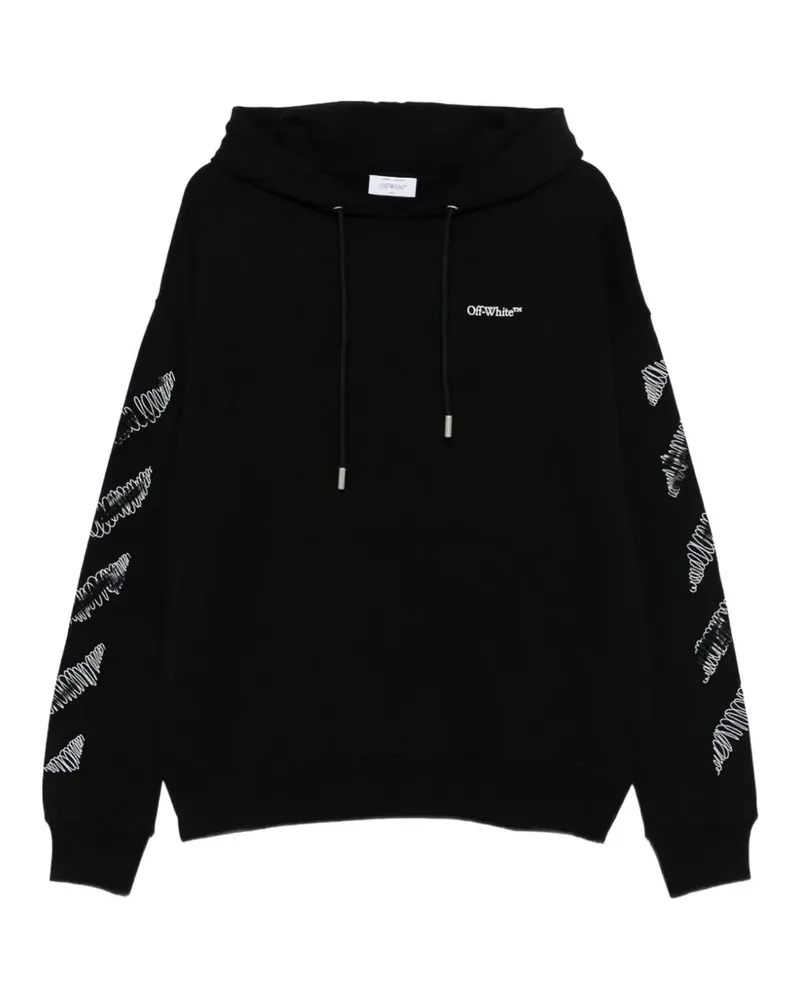 OFF-WHITE scribble-print drawstring hoodie - Schwarz Schwarz