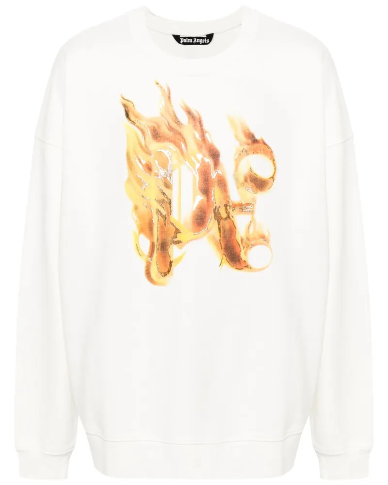 Palm Angels Sweatshirt mit Logo-Flammen-Print - Nude Nude