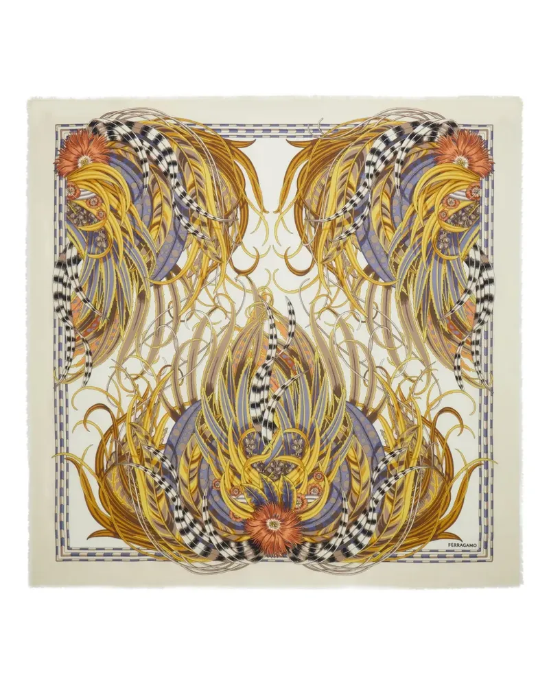Ferragamo Rooster-print scarf - Nude Nude