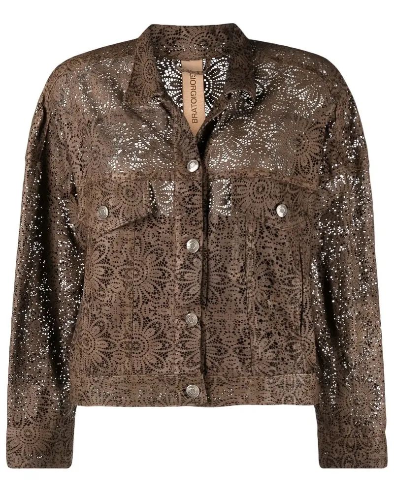 Giorgio Brato Lederjacke mit Cut-Outs - Braun Braun