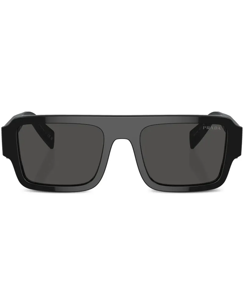 Prada Eckige Sonnenbrille mit Logo-Gravur - Schwarz Schwarz