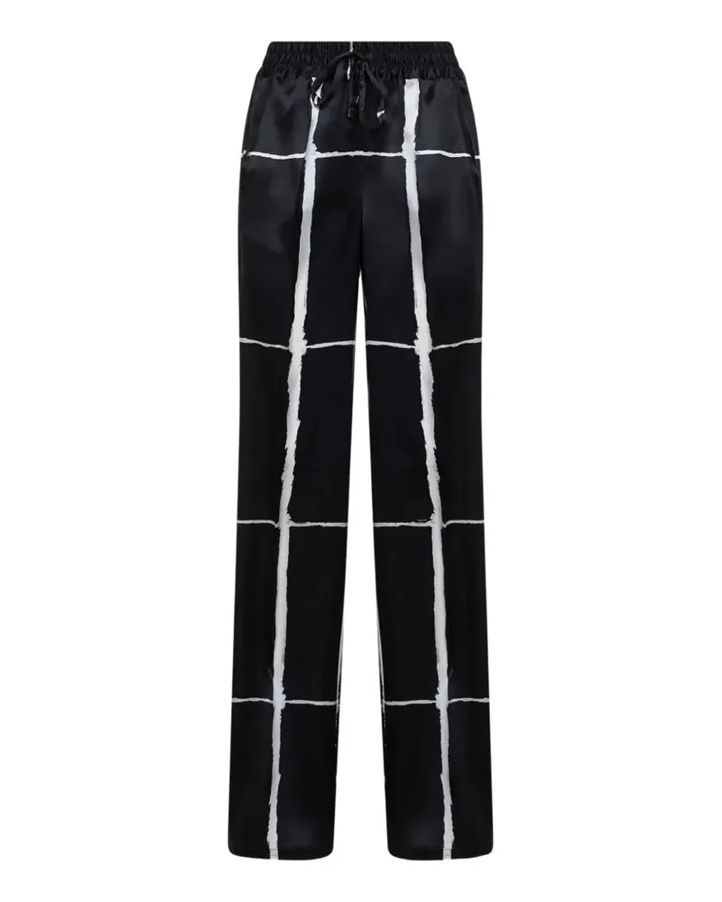 Kiton geometric-print silk trousers - Schwarz Schwarz