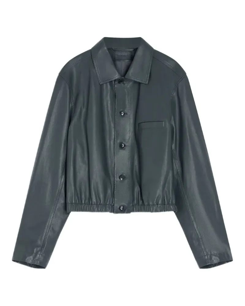 Christophe Lemaire Geknöpfte Lederjacke mit Stretchbund - Grau Grau