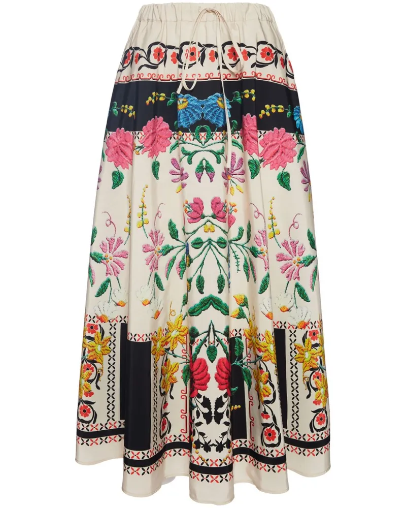 La DoubleJ Midirock mit Print - Nude Nude