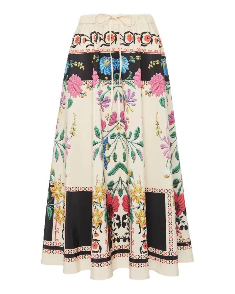La DoubleJ Midirock mit Print - Nude Nude
