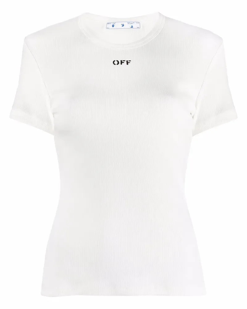 OFF-WHITE Geripptes T-Shirt mit Logo-Print - Weiß Weiß