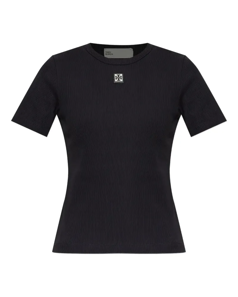 Tory Burch T-Shirt mit Logo-Patch - Schwarz Schwarz