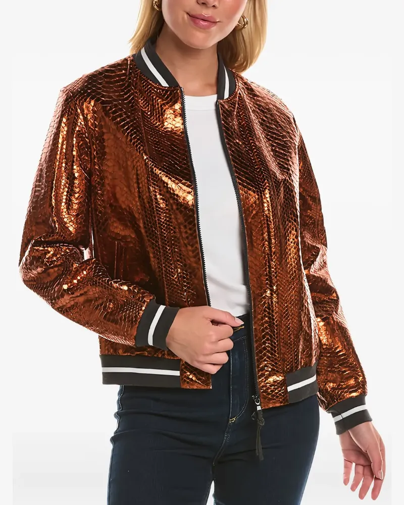 Brunello Cucinelli Bikerjacke im Metallic-Look - Braun Braun