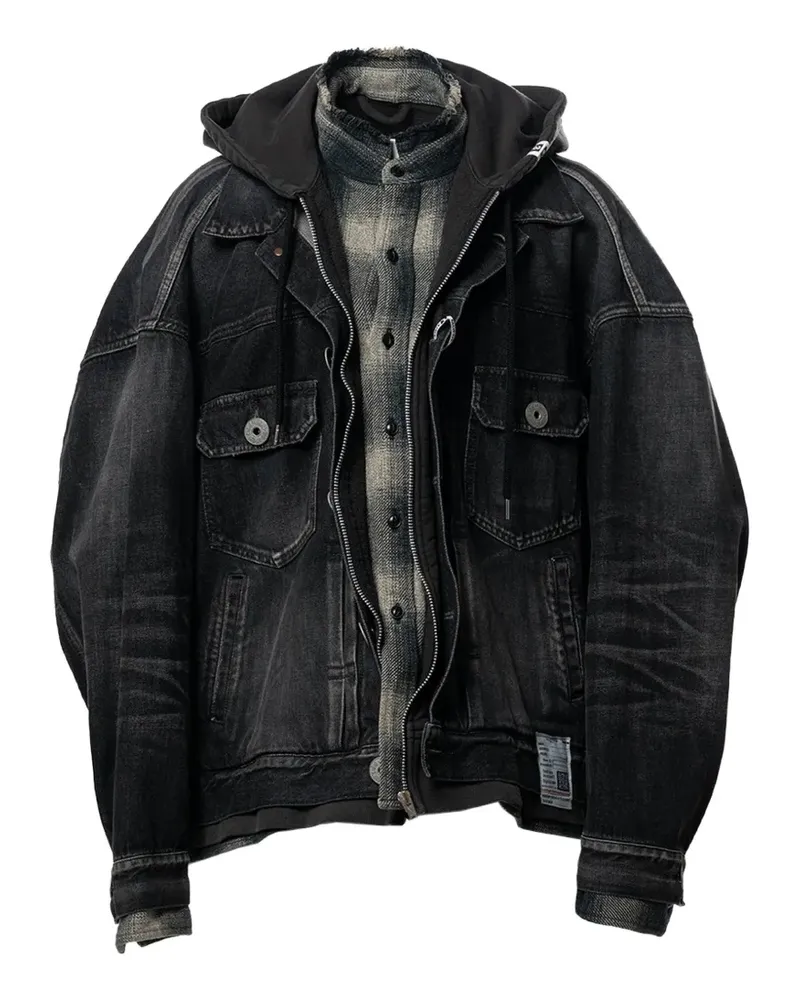 MIHARAYASUHIRO triple-layered denim jacket - Schwarz Schwarz