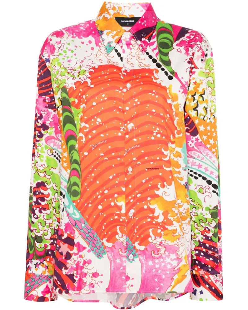 Dsquared2 Hemd mit grafischem Print - Rosa Rosa