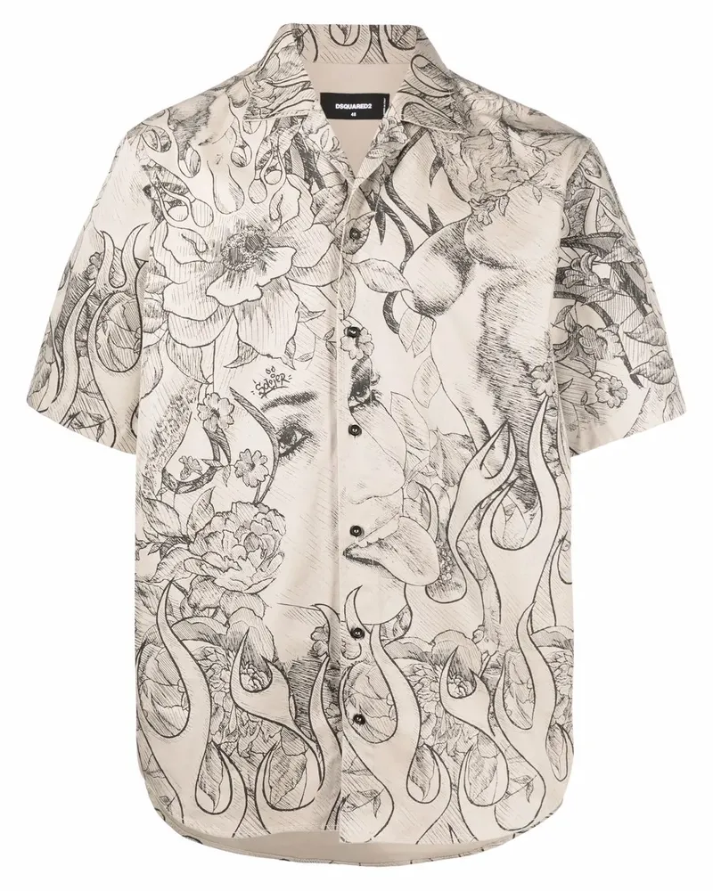 Dsquared2 Hemd mit grafischem Print - Nude Nude