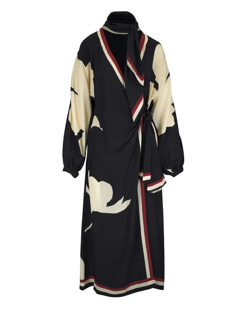 Johanna Ortiz floral print wrap midi dress - Schwarz Schwarz