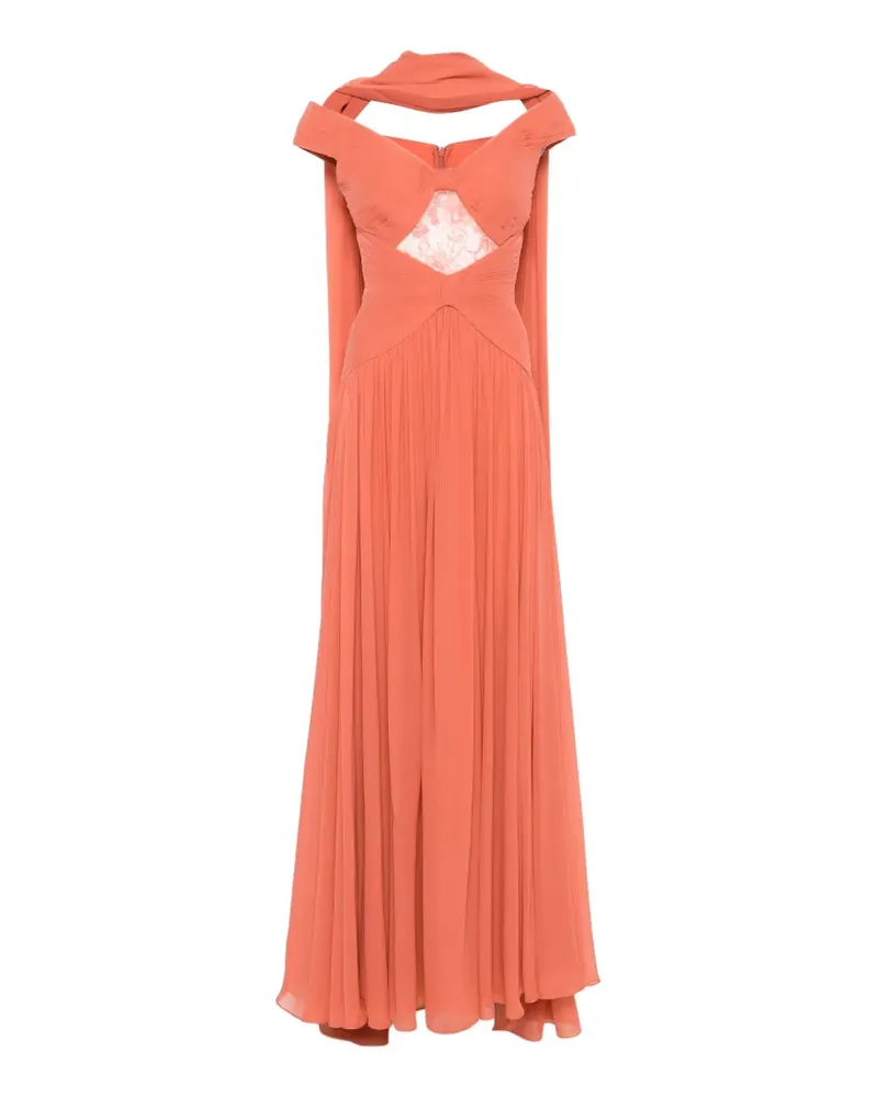 Elie Saab Abendkleid mit Spitzeneinsatz - Orange Orange
