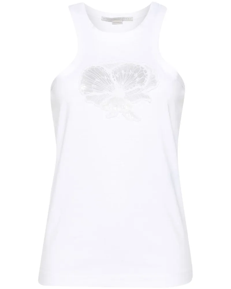 Stella McCartney Top mit Blumenstickerei White