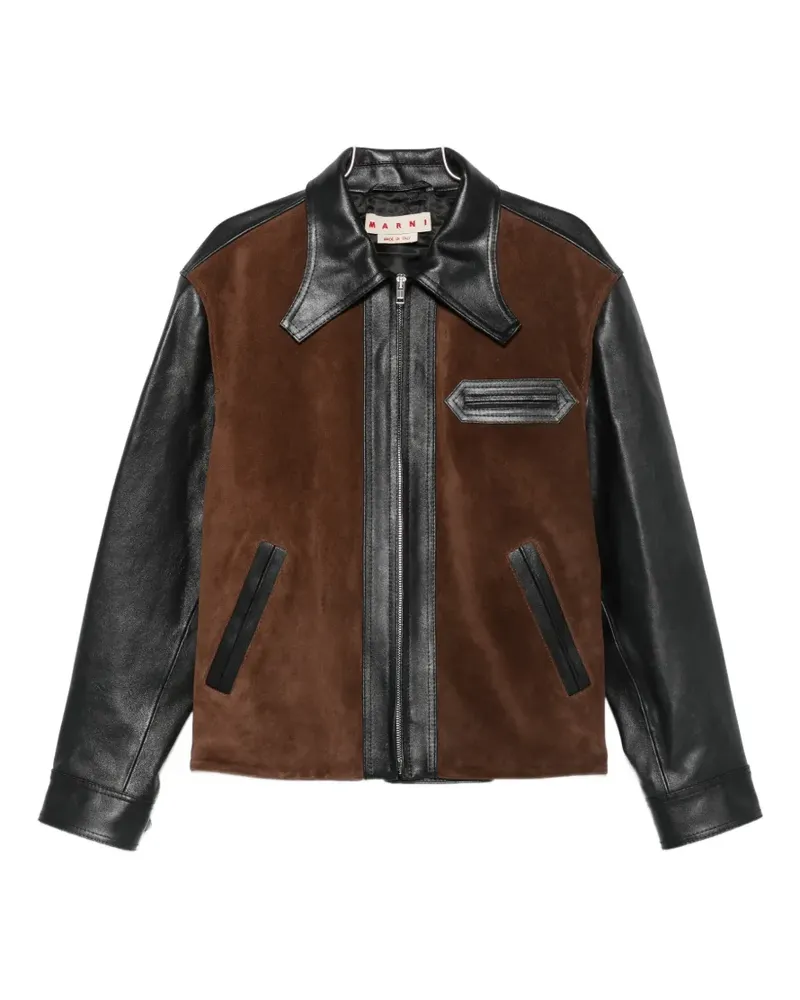 Marni panelled zipped leather jacket - Schwarz Schwarz