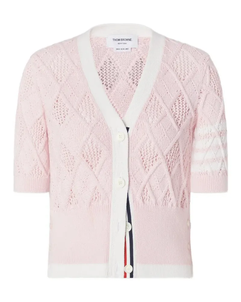 Thom Browne Argyle-knit short-sleeves cardigan - Rosa Rosa