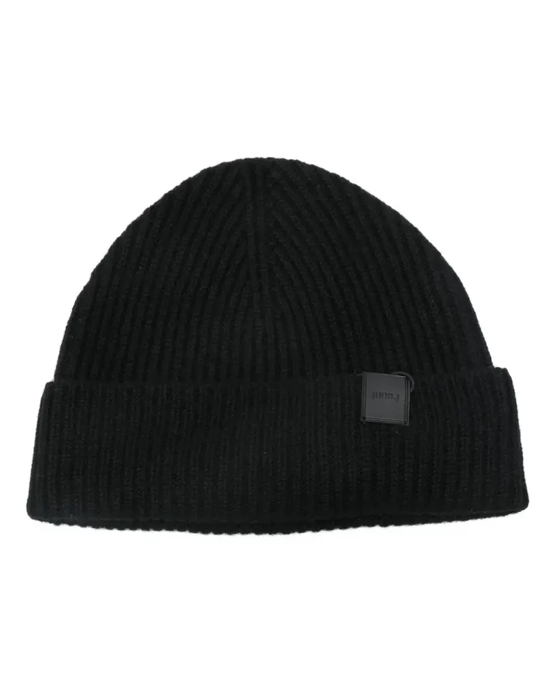 JUUN.J ribbed logo-patch beanie - Schwarz Schwarz