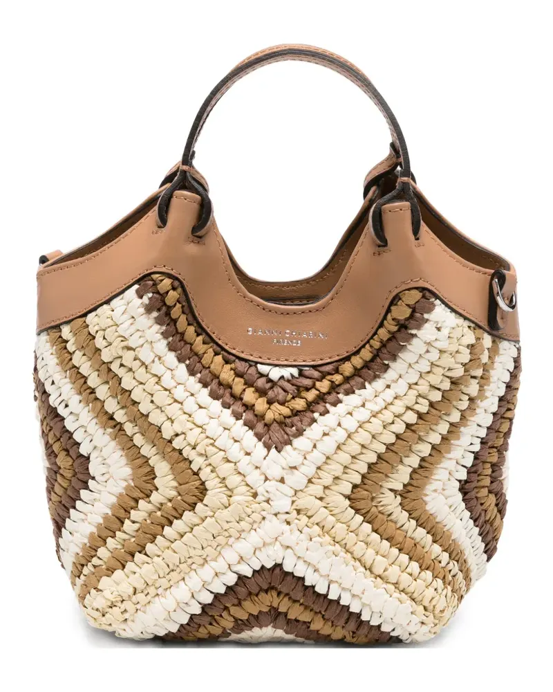 Gianni Chiarini mini Diamix woven geometric-pattern shoulder bag - Nude Nude