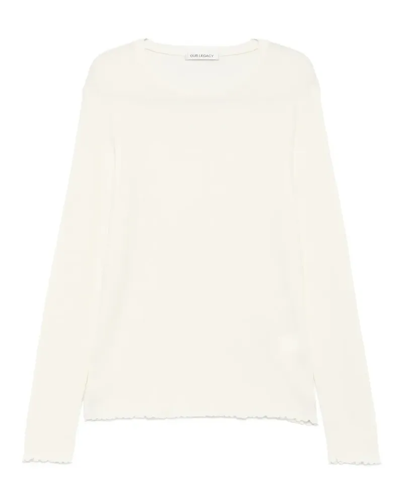 Our Legacy ripple-rib elongated long-sleeve T-shirt - Nude Nude