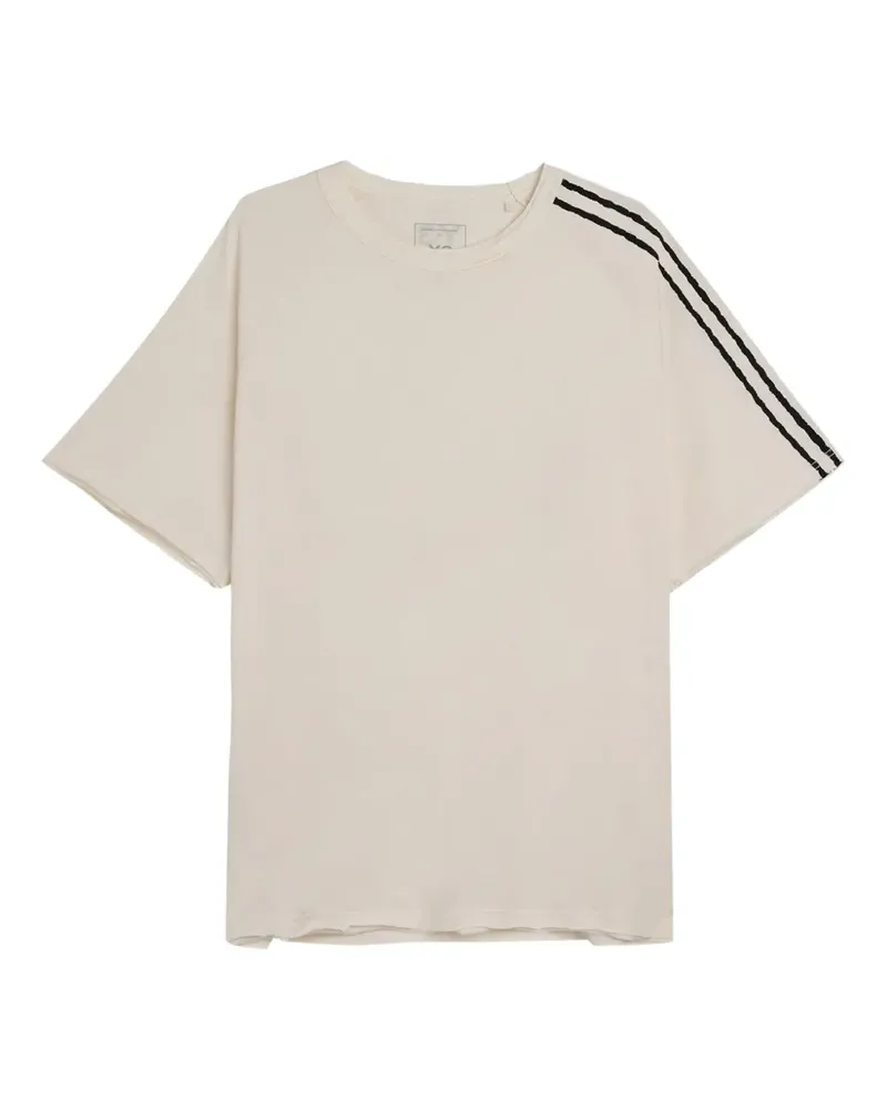 Y-3 raw-edge 3-stripes T-shirt - Nude Nude