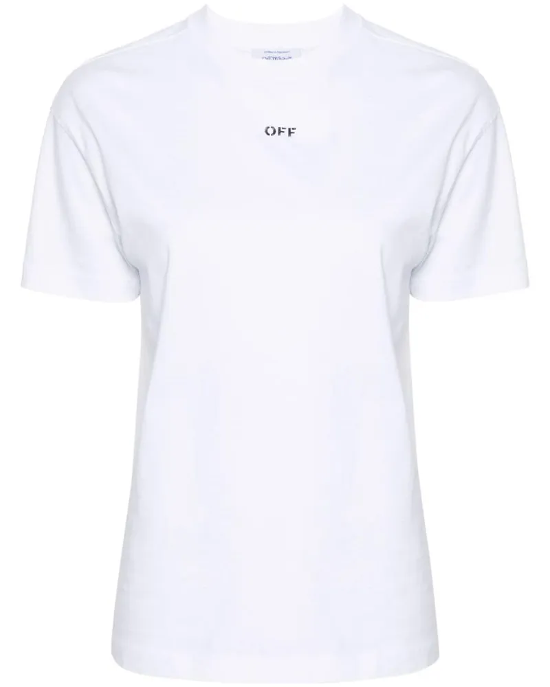 OFF-WHITE T-Shirt mit diagonalen Streifen - Weiß Weiß